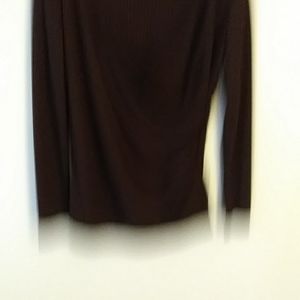 Womens Brown V neck Top with Side Ruching